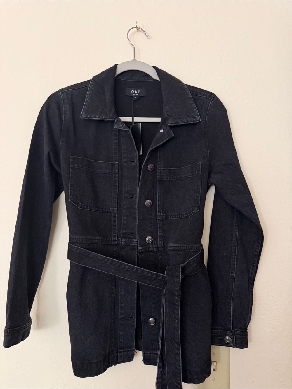 OAT Black Denim Belted Jacket
